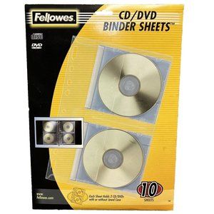 NEW Fellowes CD/DVD Binder Sheets 10 Sheets with or with Jewel Cases #854521